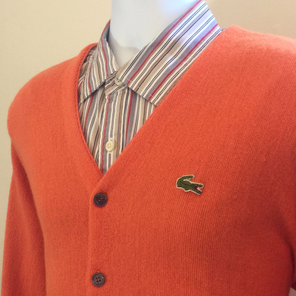 Lacoste Brilliant Orange Fall Cardigan Sweater